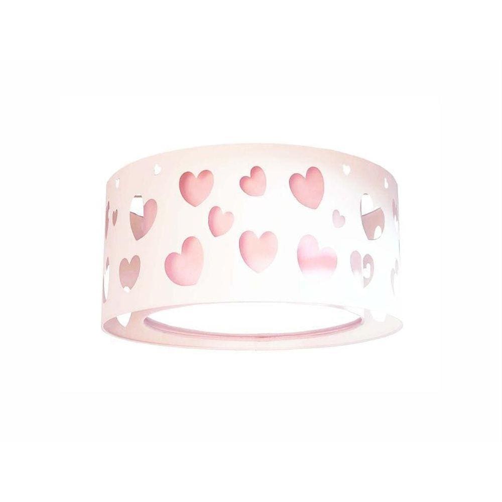 Luminária Infantil Plafon Corações Duplo - Rosa 30X16