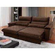 Sofá Retrátil Reclinável Grécia 3,00m Suede Velut Marrom c/ Molas no Assento - King House