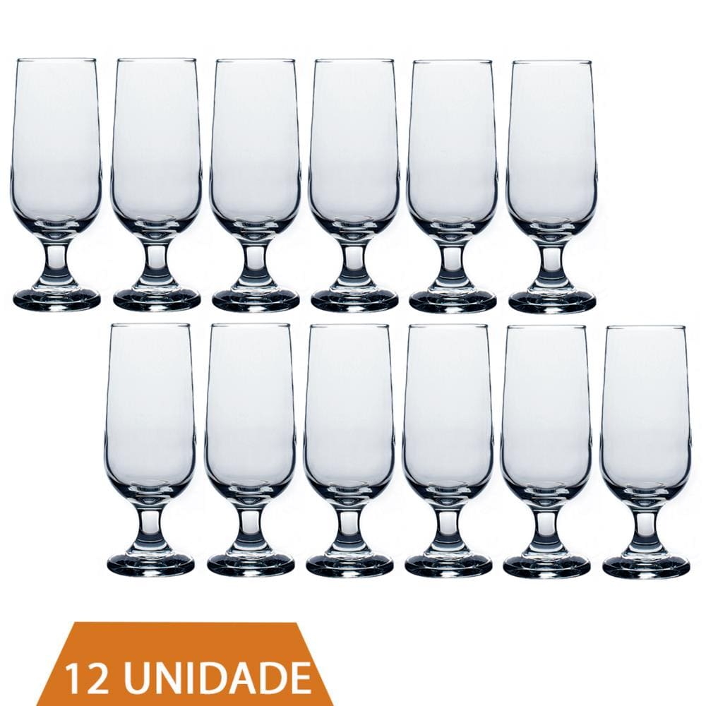 Jogo 12 Copos Taça de Vidro Chopp Hannover 300ml Casa Linda
