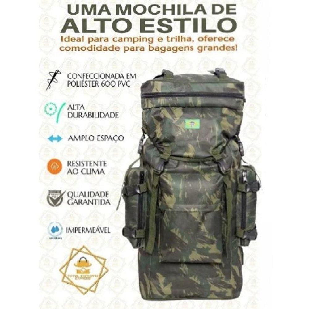 Mochila Impermeável Trilha Camping Viagem Mega Reforçada