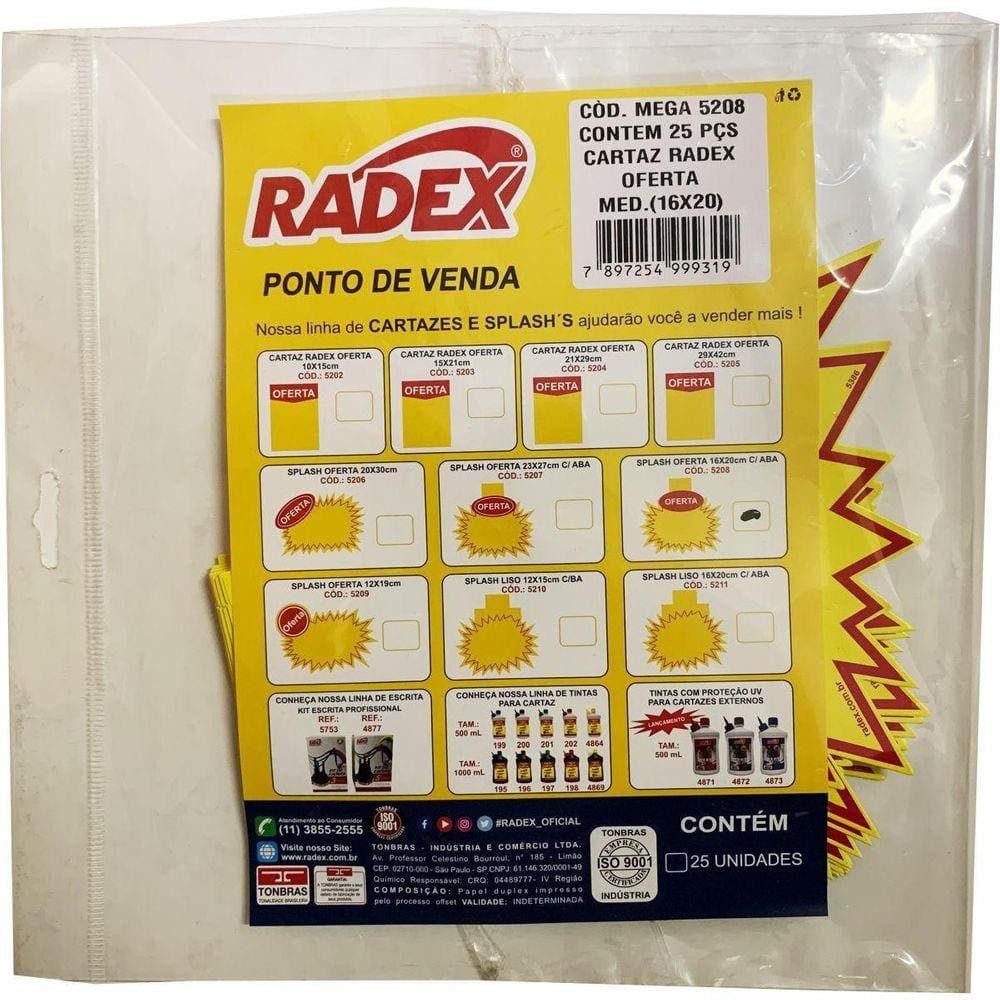 Cartaz Para Marcação Splash Liso Com Aba 12X15Cm Com 25