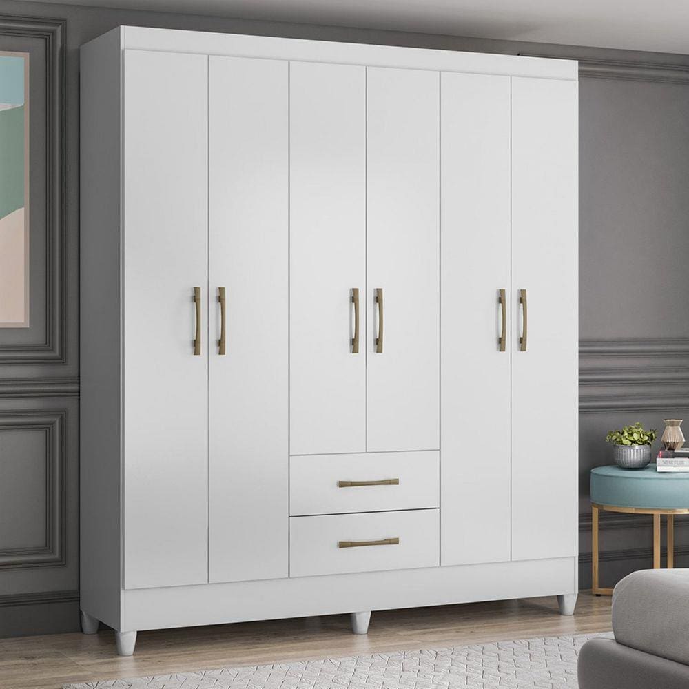 Guarda Roupa Casal 6 Portas e 2 Gavetas Panamá Moval Branco