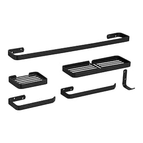 Kit Acessórios Para Banheiro Preto Fosco 6 Peças