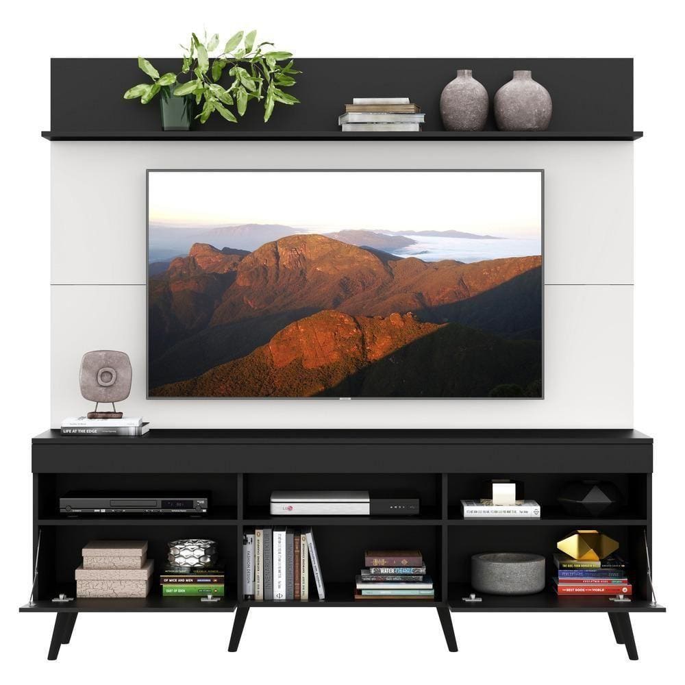 Rack C/ Painel e Suporte Tv 65 Preto/branco