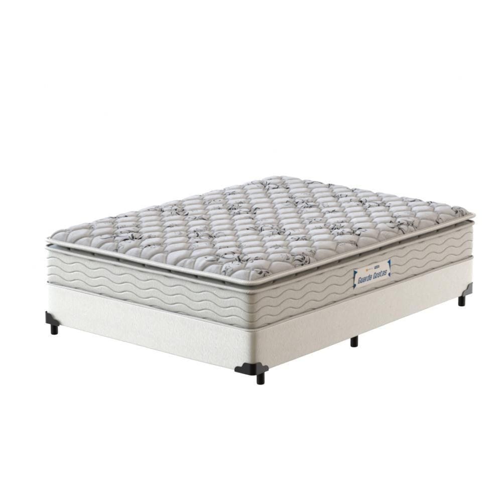 Cama Box Casal Branca + Colchão de Espuma D33 - Probel - Guarda-Costas ProEvidence Plus - 138x188x63cm