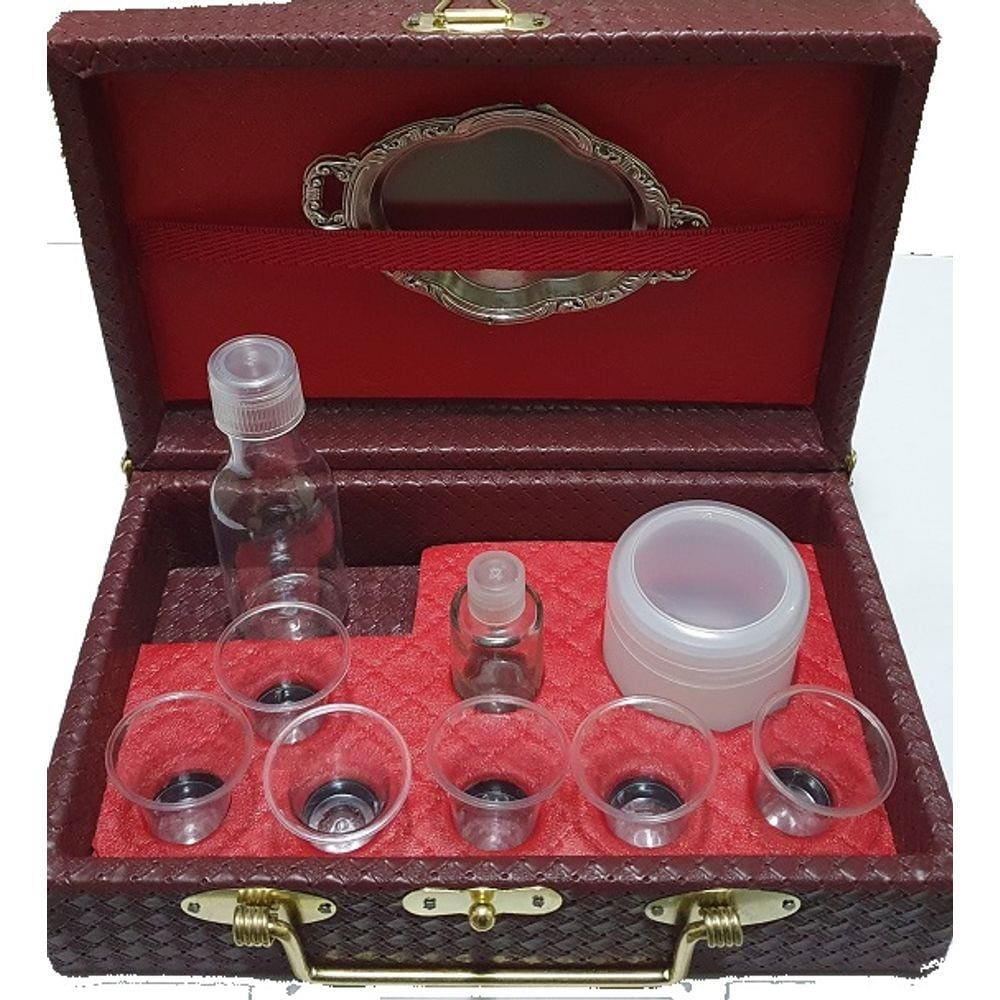 Estojo Santa Ceia Maleta Para Servir Em Casa Vinho