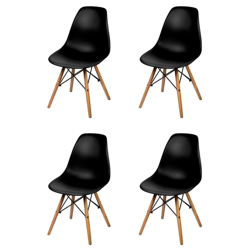Conjunto de Cadeiras Eames III de Polipropileno Preta com 4 Peças