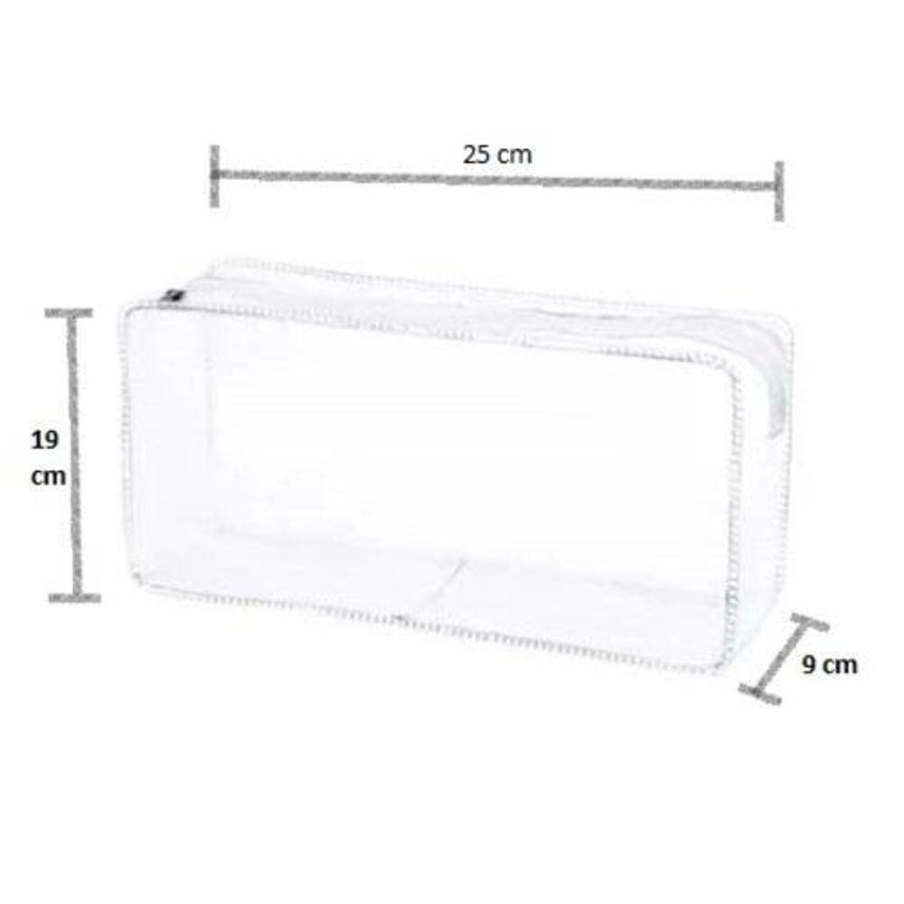 Necessaire Pvc Transparente Tamanho M - Kit Com 10 Unidades