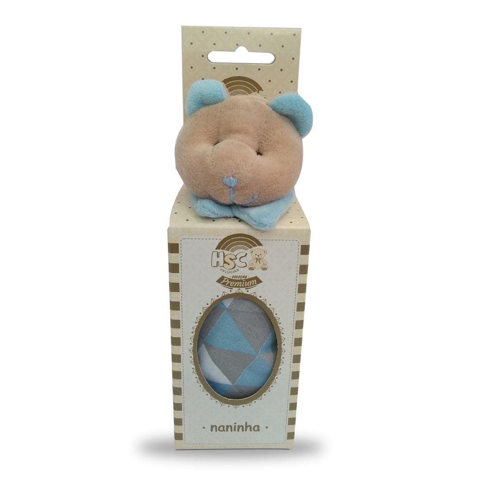 Naninha Hsc Plush Urso Bege com Orelha Azul