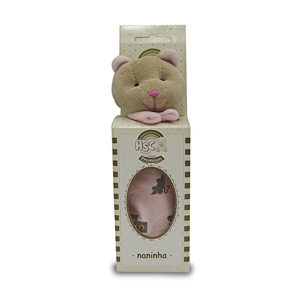 Naninha Hsc Plush Algodão Urso Orelha Rosa