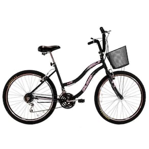 Bicicleta Feminina Aro 26 com 18 marchas Beach Preta