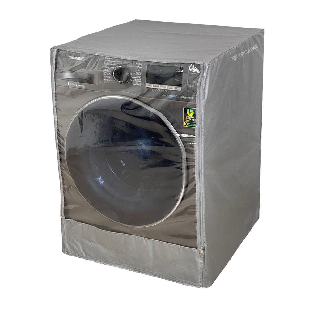 Capa Lava e Seca Samsung 11kg Abertura e Fechamento Zíper Transparente Cinza