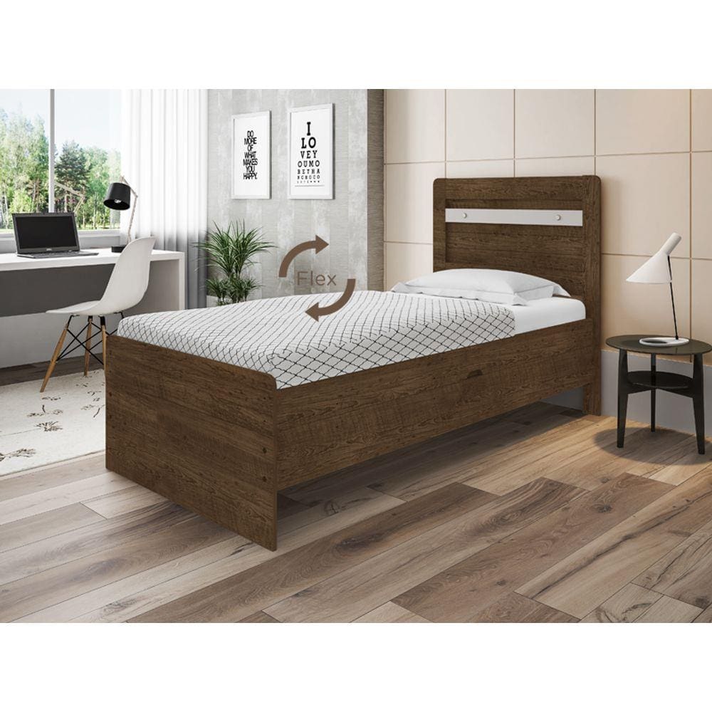 Cama de Solteiro com Baú Larissa Marrom/Bege - Framar F09
