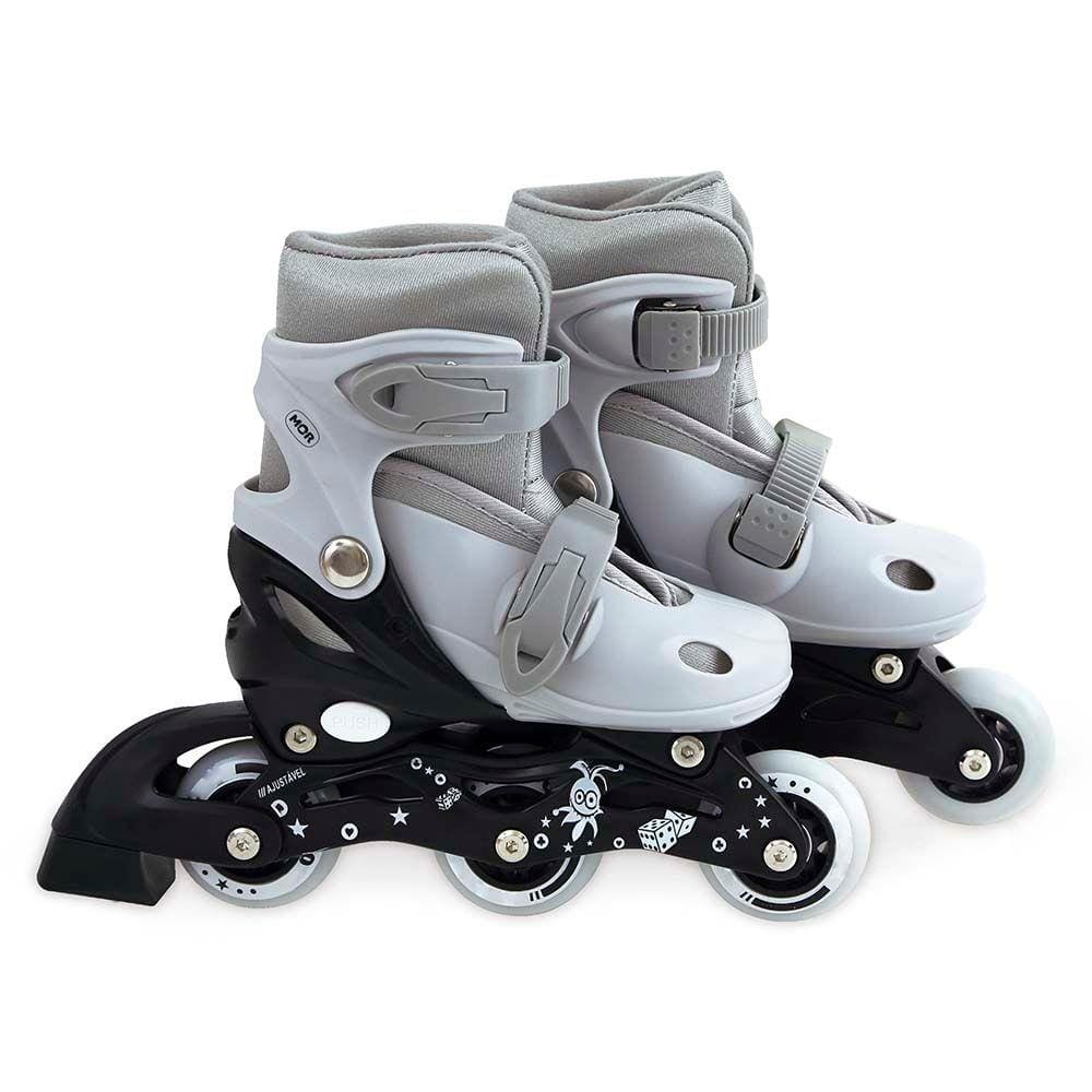 Roller Row Patins Infantil Regulável Mor Tam. 30 Ao 33 Cinza
