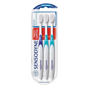 Escova Dental Sensodyne Gentle Extra Macia Cores Sortidas 3 Unidades Preço Especial