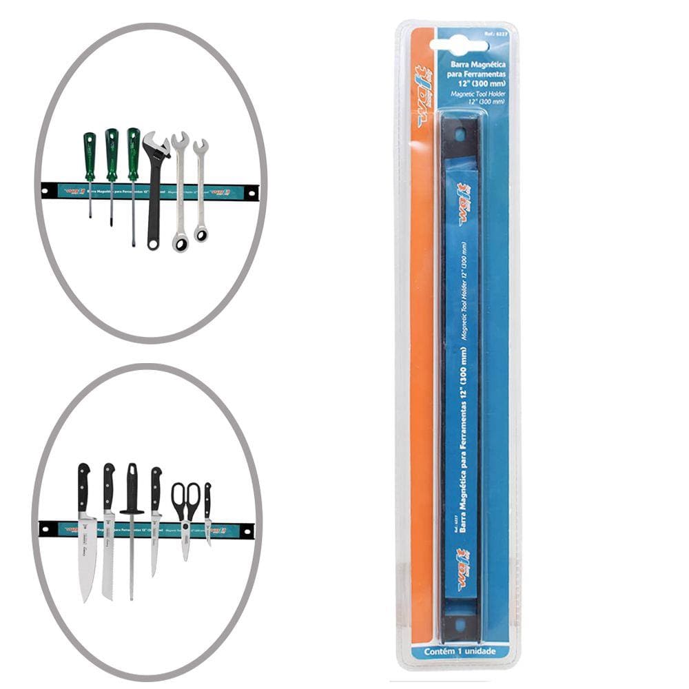 Barra Magnética para Facas Talheres Ferramentas 12” 30cm Waft