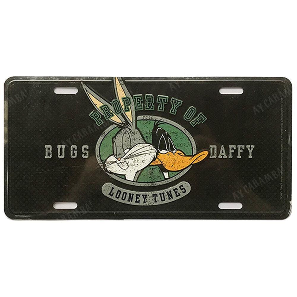 Placa Pernaloga e Patolino - Looney Tunes em Metal com Relevo