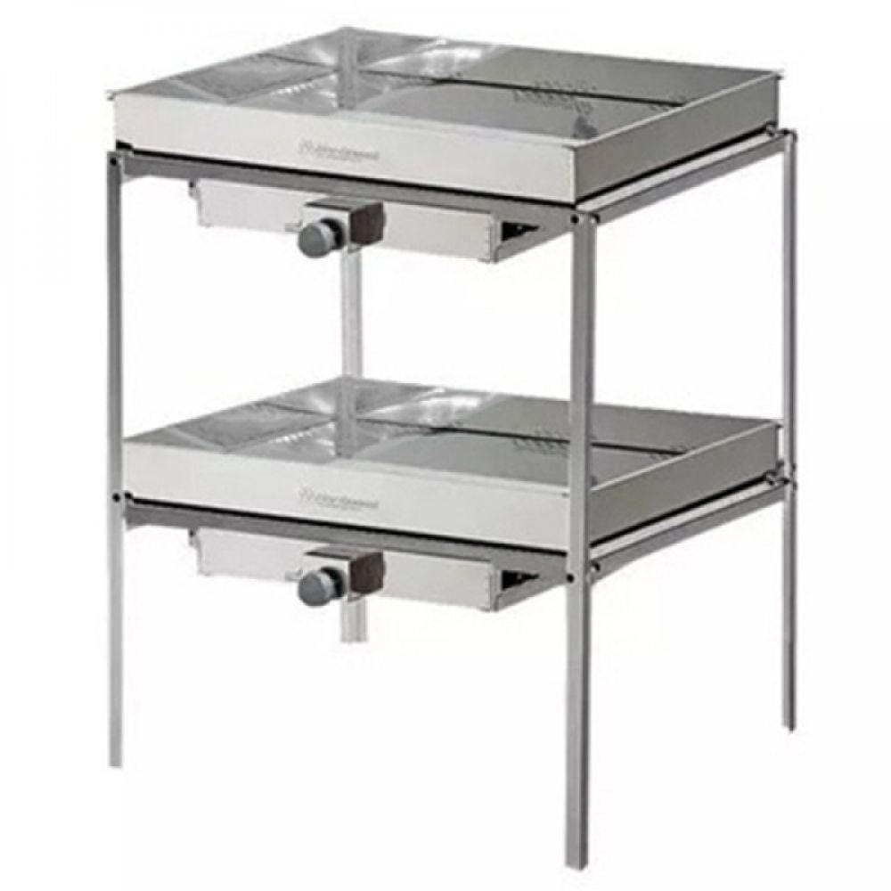 Marmiteiro em Aço Inox Duplo para 50 Marmitas Gás Glp Marchesoni MA.2.501/502/508