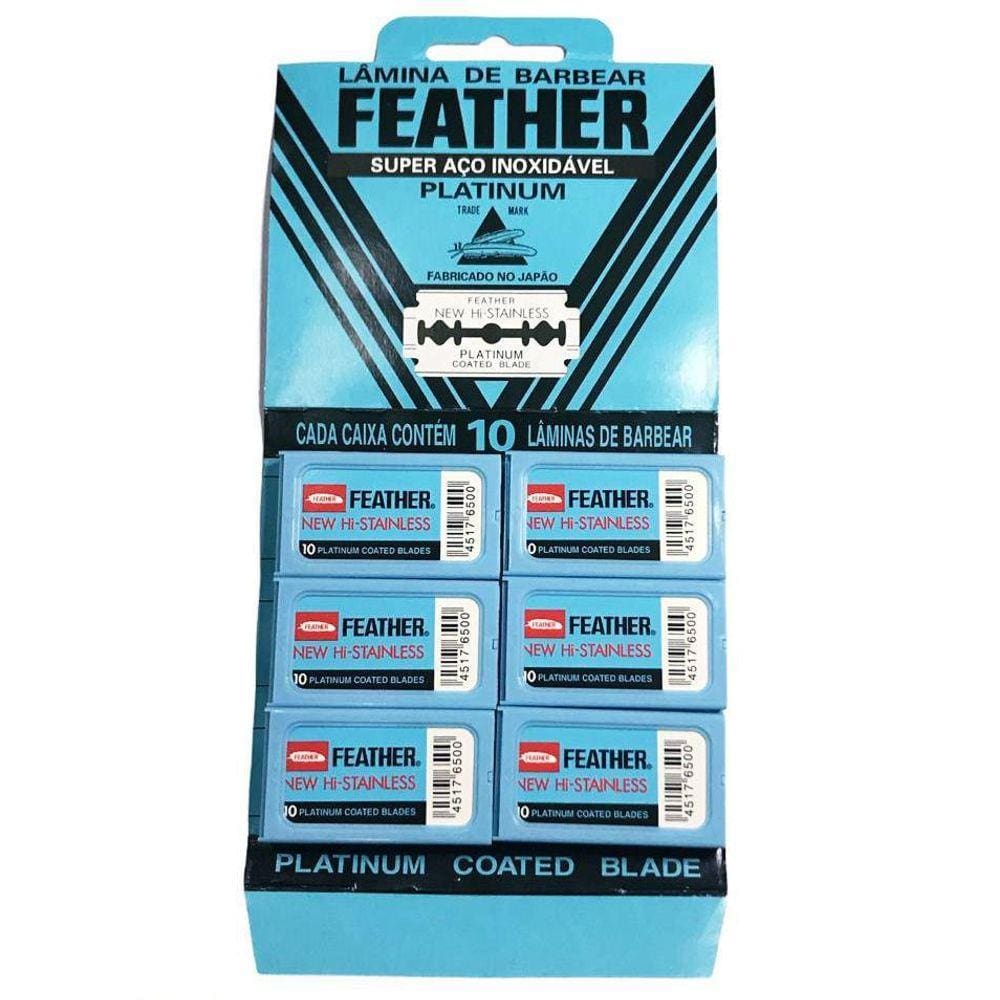 Kit 4 Cartelas Lâmina Para Barbear Feather Platinum 60Un
