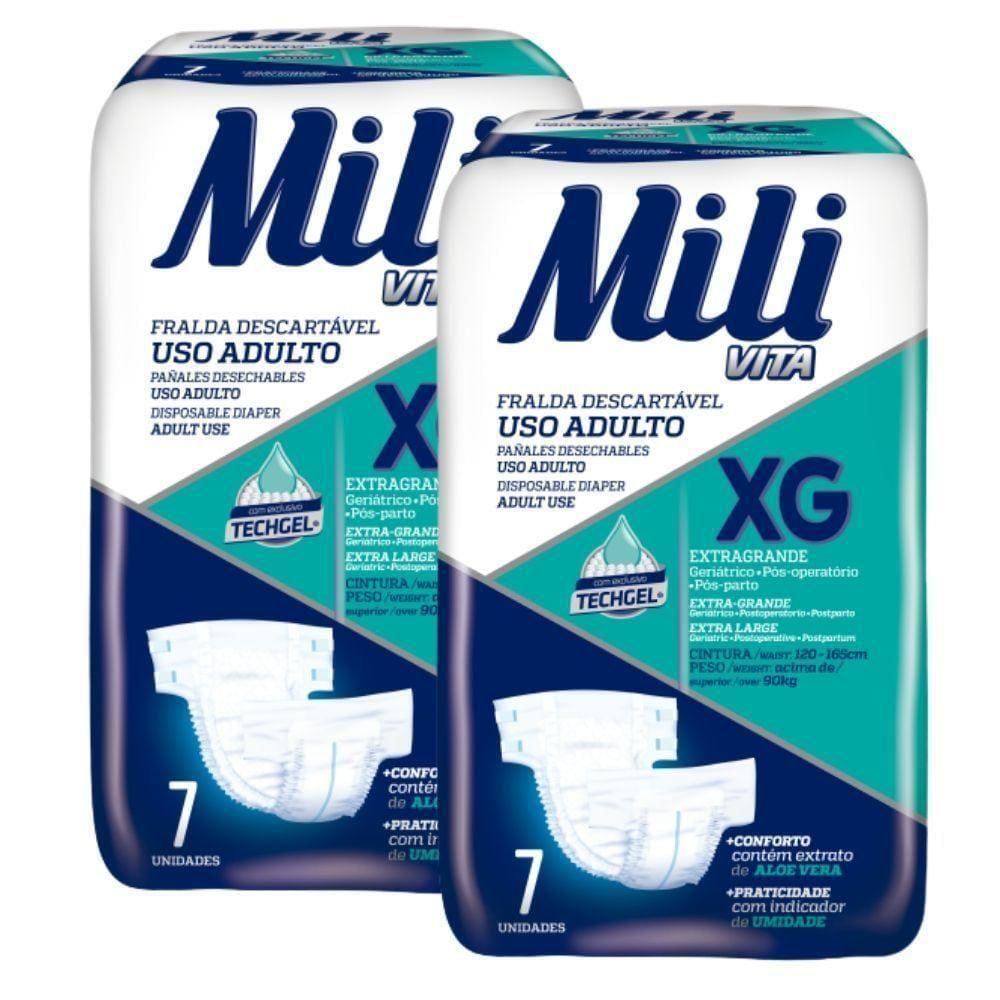 Fralda Geriátrica Mili Xg 2 Pacotes com 7 Fraldas