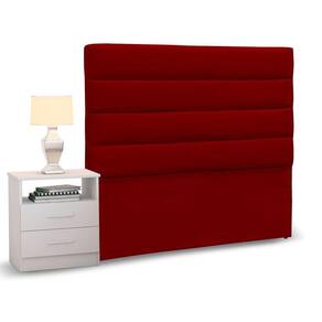 Cabeceira Solteiro Vermelho e 1 Mesa de Cabeceira Branco
