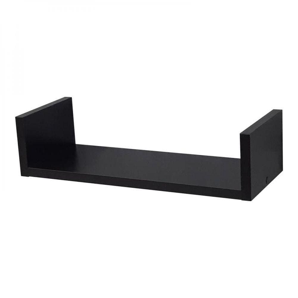 Prateleira U 50 X 20cm Preta Suporte Invisível