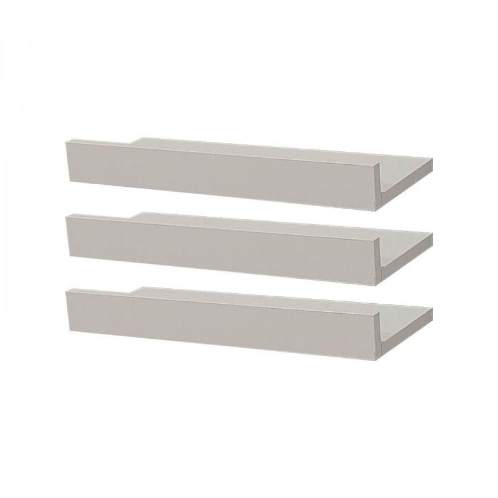 Kit 3 Prateleiras Porta Quadros 30 x 15cm Branca Suporte Invisível