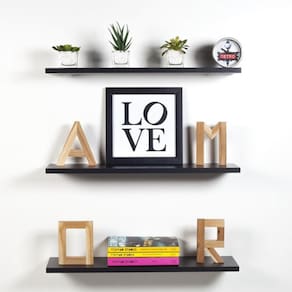 Kit 6 Prateleiras 30X25 Mdf Preto Acompanha Instalação