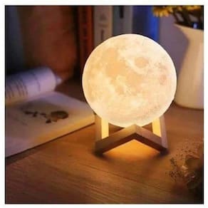 Luminária Lua 3D Led Abajur Decoração Quarto - Branca