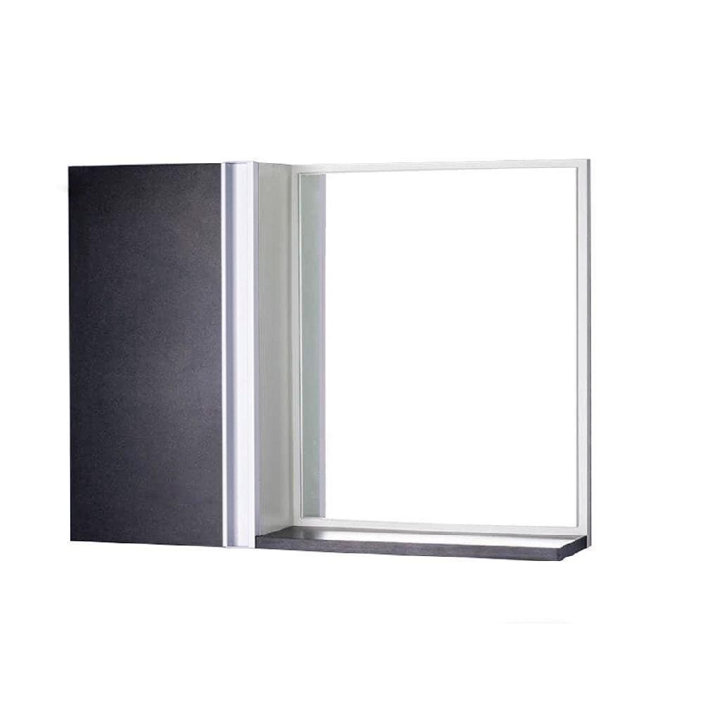 Armário Banheiro com Espelho Preto e Branco Barra Vertical