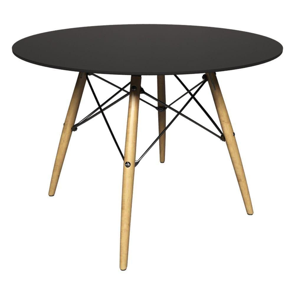 Mesa Sala de Jantar Gustave Redonda Tampo Base Madeira Preto