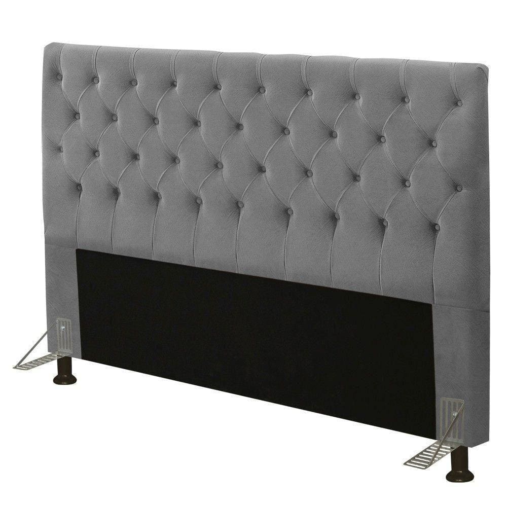 Cabeceira Cristal Box Casal 140cm Cinza