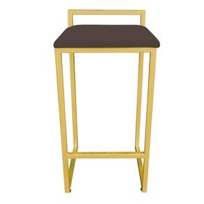 Banqueta Alta Lavínia Suede Base Dourado Marrom