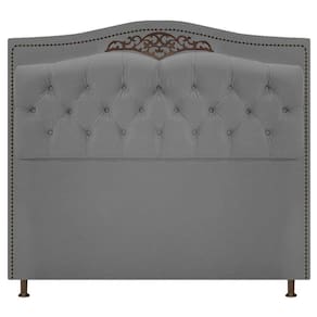 Cabeceira Estofada Yasmim 140 cm Casal Suede Cinza