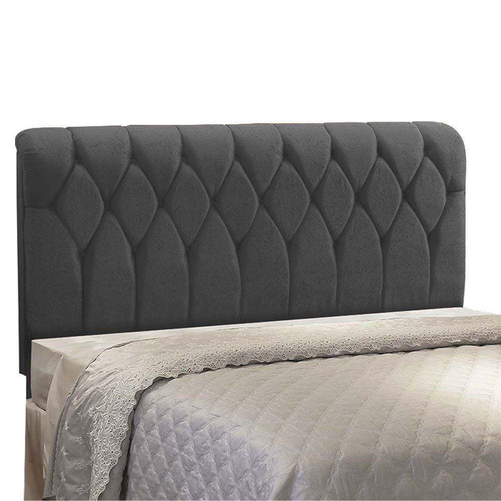 Cabeceira Miami Cama Box Casal 140 cm Suede Grafite