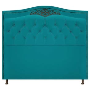 Cabeceira Estofada Yasmim 160 Cm Queen Size Azul Turquesa