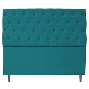 Cabeceira Estofada Liverpool 195cm King Suede Azul Turquesa