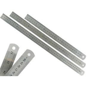 Kit 3 Régua Metal Inoxidável Marcação De Baixo Relevo Uso Escolar Escritório Engenheiro Profissional 40 50 e 60 cm
