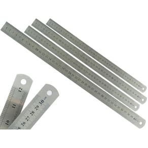 Kit Com 4 Réguas Metal Leve De Aço Inoxidável Tamanho 40 cm Marcação Baixo Relevo Escolar Escritório Engenheiro