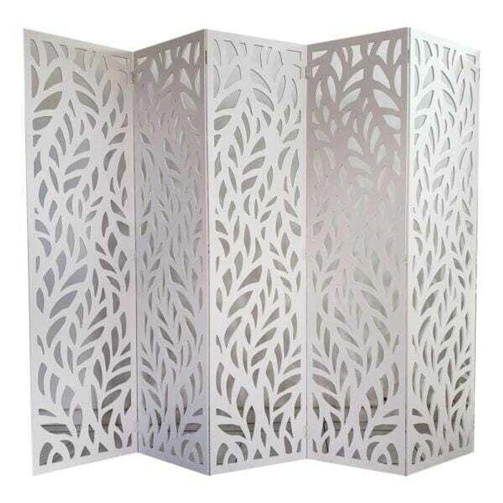Biombo 5 Folhas 215X180cm Mdf Modelo 27 Branco Vazado