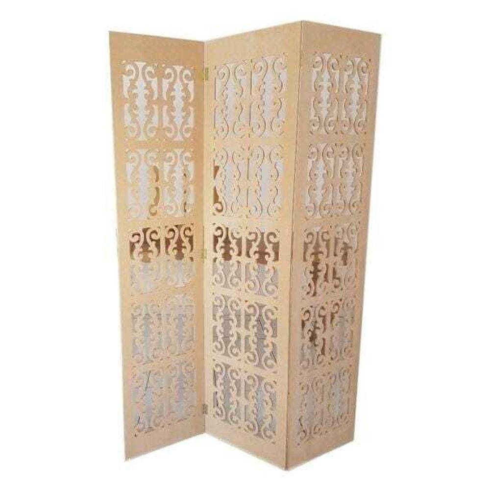 Biombo 3 Folhas 129X180cm Mdf Modelo 2 Cru Vazado