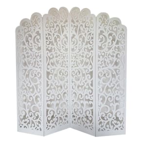 Biombo 4 Folhas 172X180cm Mdf Modelo 21 Branco Vazado