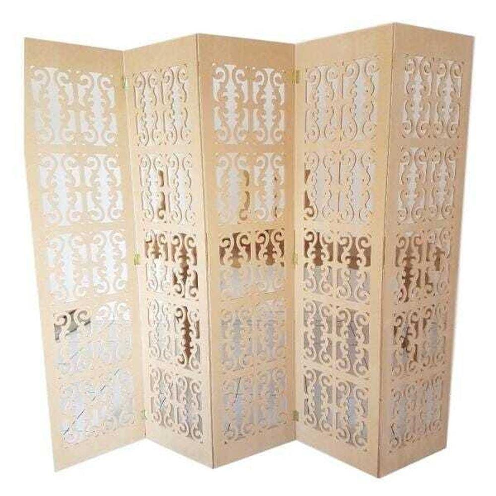 Biombo 5 Folhas 215X180cm Mdf Modelo 2 Cru Vazado