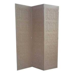 Biombo 3 Folhas 129X180cm Mdf Modelo 2 Gravado Cru