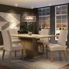Conjunto Sala de Jantar Madesa Sabrina Mesa Tampo de Vidro com 4 Cadeiras - Rustic/Crema/Imperial