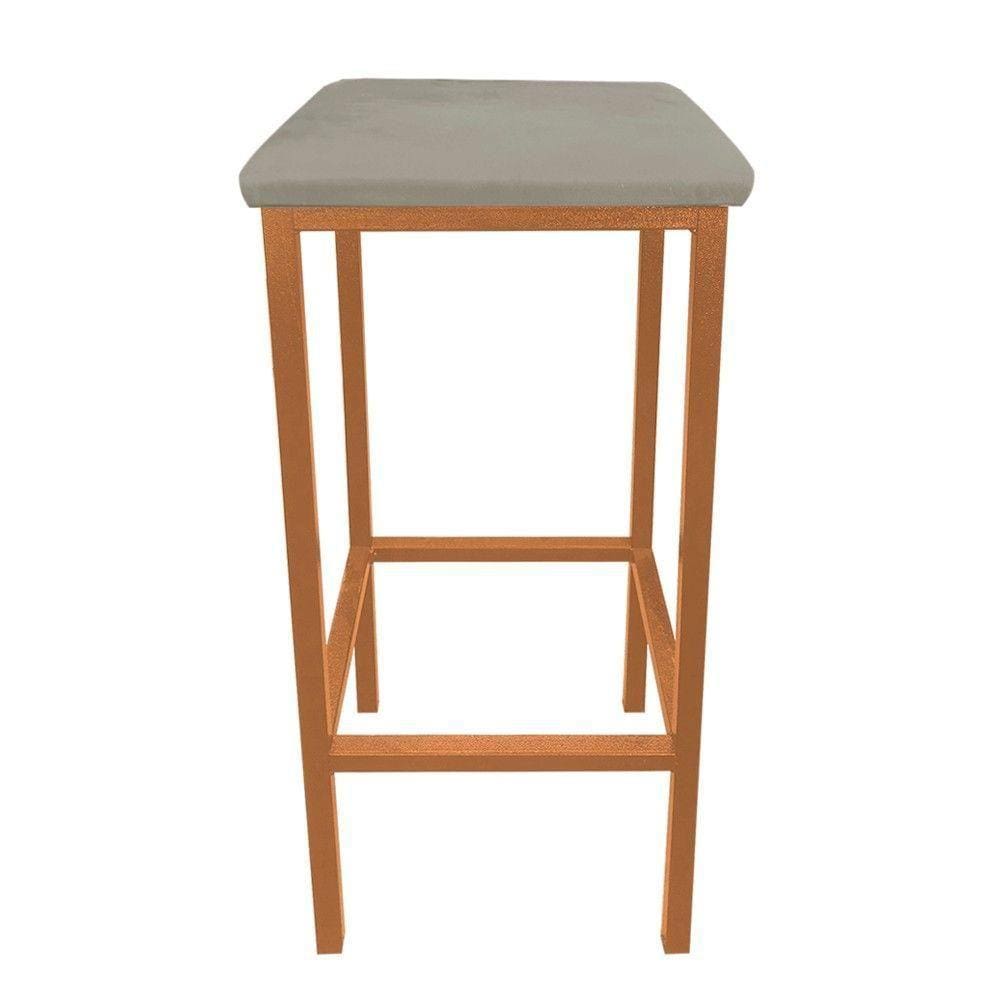 Banqueta Industrial Donna Suede Base Cobre Marrom Rato