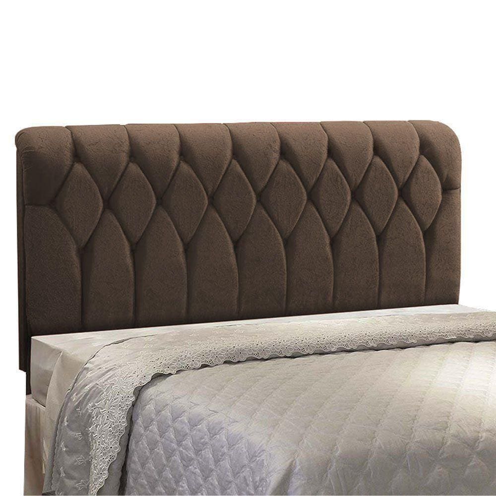 Cabeceira Miami Cama Box Queen 160 cm Suede Marrom