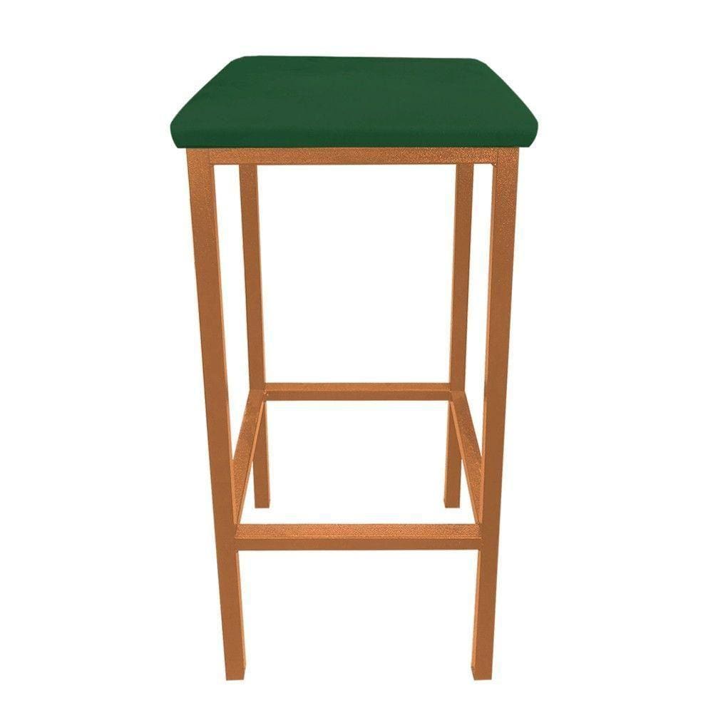 Banqueta Industrial Donna Suede Base Cobre Verde