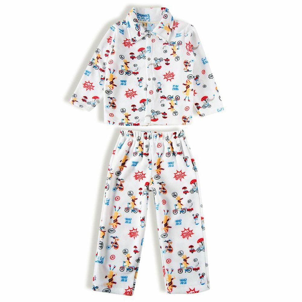 Pijama Infantil Longo Soft Cartoon Off White Tip Top