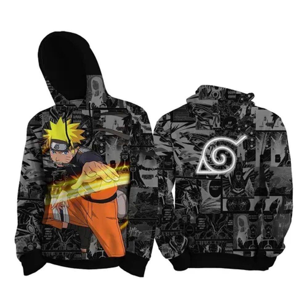 Blusa Moletom Canguru Naruto Quarto Hokage Minato Capa Agasalho em